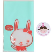 황씨네도시락 비접착 야미봉투 토끼 30p + 고깔 걸 스티커 30p, 1세트