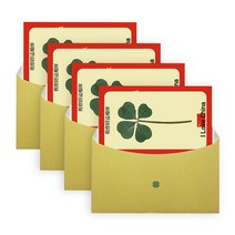 럭키심볼 행운의 네잎클로버 생화 국기 카드 + 봉투 세트, 중국, 4세트