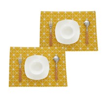 아리코 키친 북유럽 테이블매트 2p, 옐로우패턴, 32 x 45 cm