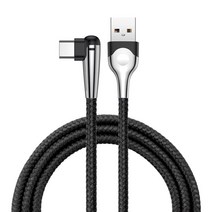 BASEUS MVP 타입C 메탈 LED 고속충전 케이블 1m 블랙, 1개