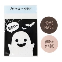 황씨네도시락 접착할로윈 블랙미니 유령 쿠키봉투 30p + 스티커 홈메이드 크라 초코 30p, 1세트