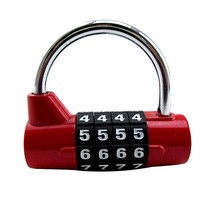 하늬통상 4단 원통 비밀번호자물쇠 레드, 1개