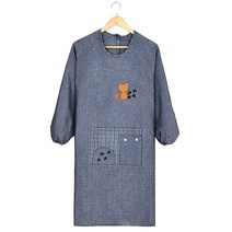 DM 알럽홈 고양이캐릭터 긴팔앞치마, 그레이, 1개