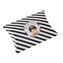 에이치씨엔 스트라이프 반달상자 블랙 10p + 새해복 한복소녀 스티커 10p, 혼합 색상, 1세트