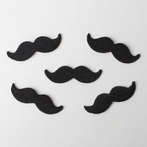 패션포인트 미니 자수 와펜 콧수염 51 x 16 mm, 블랙, 5개입