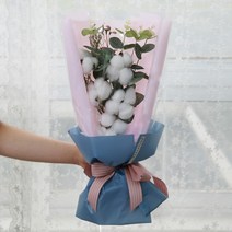 조아트 조화 5송이 목화 꽃다발, 핑크