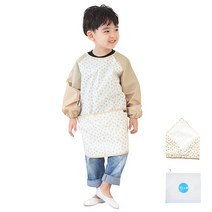 플리에 아동용 미술 앞치마 + 두건 베이지별 세트, 화이트