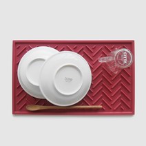 에이드엘 AL 헤링본 실리콘 식기건조 드라잉매트 Plus, 코랄레드