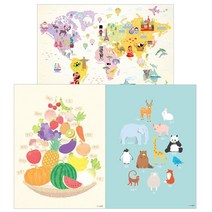 학습벽보 세트1 과일채소 + 동물 + 세계지도, 시멘토