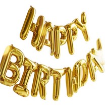 와우파티코리아 HAPPY BIRTHDAY 알파벳 은박 풍선세트 simple, 골드, 1세트