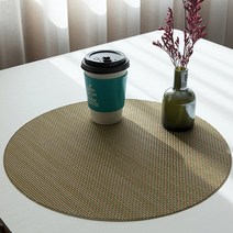 모리스벤암펠 멜로우스페이스 Green PVC 테이블 식탁 매트 TC-M12, 골드올리브그린 원형, 38 x 38 cm