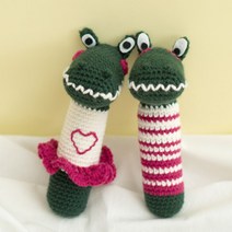 슬로우모먼츠 코바늘 DIY패키지 악어남매 딸랑이 17cm, 1세트, 혼합 색상