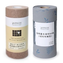 유하우스 멜트브라운 일회용 수세미 60매 + 네이처 엠보 수세미 60매, 혼합 색상, 1세트
