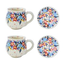 베나 U422 레이디 머그컵 230ml x 2p + 소서 2p, 혼합 색상, 1세트