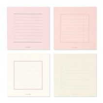 왈가닥스 데일리 스퀘어 메모패드 warm 4종, ruled-pink, checklist-beige, grid, college ruled-coral, 1세트