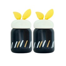 빅이어 래빗 보온보냉병 2p, 블랙다운라인, 210ml