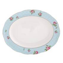 로얄알버트 뉴황실장미 VINTAGE OVAL PLATTER POLBLU25818, POLKA BLUE