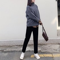 여성용 유피 인조융털 밴딩 배기팬츠