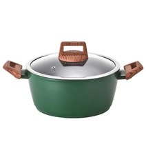 키친플라워 쿠킨 IH 인덕션 그린우드 양수 냄비, 그린, 24cm