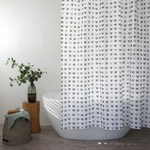 원세븐나인 패브릭 라이트 샤워커튼 하트 180 x 180 cm + 커튼링 12p, 1세트, 멀티(혼합)컬러