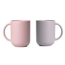 보울보울 레트로라인 핸들 머그컵 370ml x 2종 세트, 파우더핑크, 애쉬그레이, 1세트