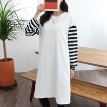 단가라 소매 임산부 수유 원피스