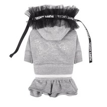 퍼피엔젤 강아지 디바 프릴 후드 트랙스커트 PA-DR220, GRAY