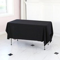 에스엠파티 박음질 마감 모던 스판 행사용 테이블보, 블랙, 300 x 155 cm