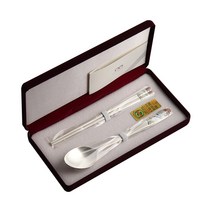 인스푼 꼬마사슴 어린이은수저 스푼 + 젓가락, 홍색, 1세트