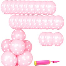 네오텍스 파티쇼 도트 인쇄 풍선 30cm 30p + 손펌프 세트, 풍선(핑크), 손펌프(랜덤 발송), 1세트
