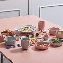 라씨에뜨 온반 2인 홈 식기 세트 15p, 하늘빛, 복숭아빛, 공기 2p + 대접 2p + 찬기 2p + 접시 소 2p + 중 + 직사각접시 + 소스볼 2p + 머그 2p + 파스타볼