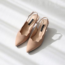 단골언니 여성용 라튤립 물결라인 스틸레토 슬링백 힐 5cm