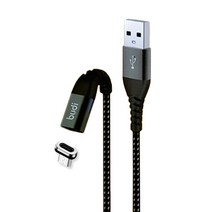 budi 2세대 마그네틱 고속충전 케이블 마이크로5핀, 블랙, 1개