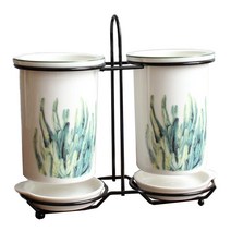 블럭마트 북유럽 주방 세라믹 식물 도자기 수저통, Type7, 1개