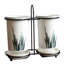 블럭마트 북유럽 주방 세라믹 식물 도자기 수저통, Type6, 1개