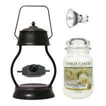 스텔라 빛조절 캔들 워머 + 전구 + 양키캔들 라지자 세트, 워머(브론즈), 캔들(웨딩데이)