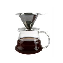 칼딘 세미퍼머넌트 스텐 핸드드립 세트 FD-02 600ml, 혼합색상, 1세트, 드리퍼+드립 서버