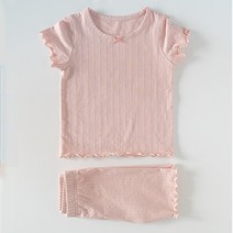 조이멀티 여아용 자가드 면모달 반팔 실내복 상하 세트