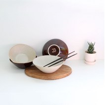 신시노기 쿠프접시 대 세트, 혼합색상, 아이보리 쿠프접시 대 2p + 브라운 쿠프접시 대 2p