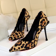 올나인 호피 스틸레토 힐 10cm