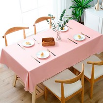 마켓피오 북유럽 방수 식탁보, 핑크, 120 x 180 cm