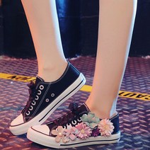 올나인 여성용 리얼 플라워 포인트 스니커즈