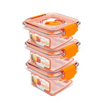 푸쉬앤푸쉬 내열 진공 밀폐용기, 3개, 밀폐용기 340ml x 3p