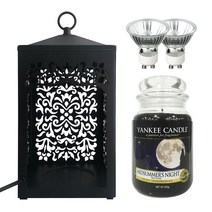 스텔라 스크롤 캔들 워머 + 양키캔들 라지자 + 빛조절 할로겐 전구 2p 세트, 워머(블랙), 캔들(미드썸머나잇)