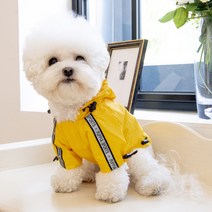 퍼피아 반려동물 소형견 대형견 빛반사 아웃도어 방수 우비 레인코트, 옐로우