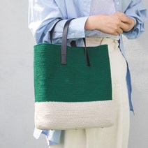 야나 올리오 투톤 토트백 뜨개질 DIY패키지 S, 1세트, 포레스트 + 연베이지