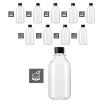 병도매닷컴 ARB300 투명 페트병 300ml + 검정캡 + 병라벨 스티커 5M, 10세트