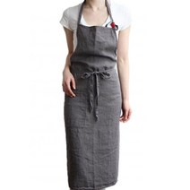 윰스 린넨 깔끔하고 귀여운 리본 끈 전신앞치마 에이프런 다크그레이 1개