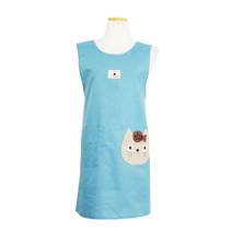 해피툴 도트 땡땡이 고양이 어린이집 앞치마, 스카이블루, 1개