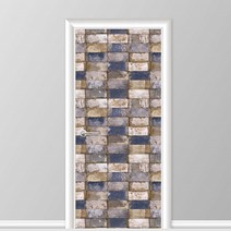 유니크만능시트벽지 붙혔다 떼었다 가능 현관문 시트 2p, 패턴 스톤빈티지그레이